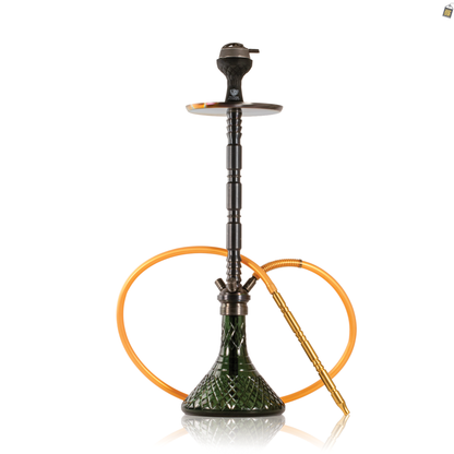 Sultan Evans Hookah with 2 Bags - Black Stem / Emerald Green Base