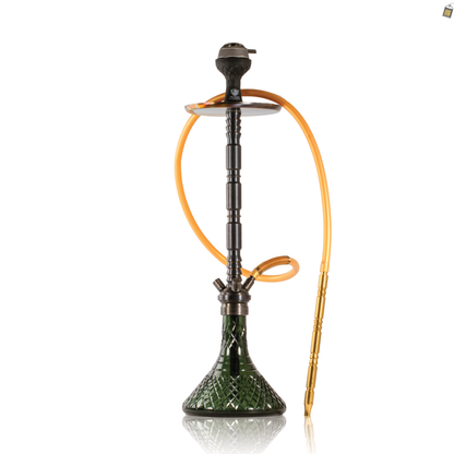 Sultan Evans Hookah with 2 Bags - Black Stem / Emerald Green Base