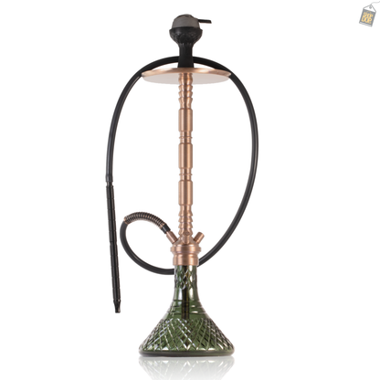 Sultan Evans Hookah with 2 Bags - Bronze Stem / Emerald Green Base