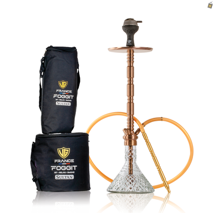 Sultan Evans Hookah with 2 Bags - Bronze Stem / Transparent Base