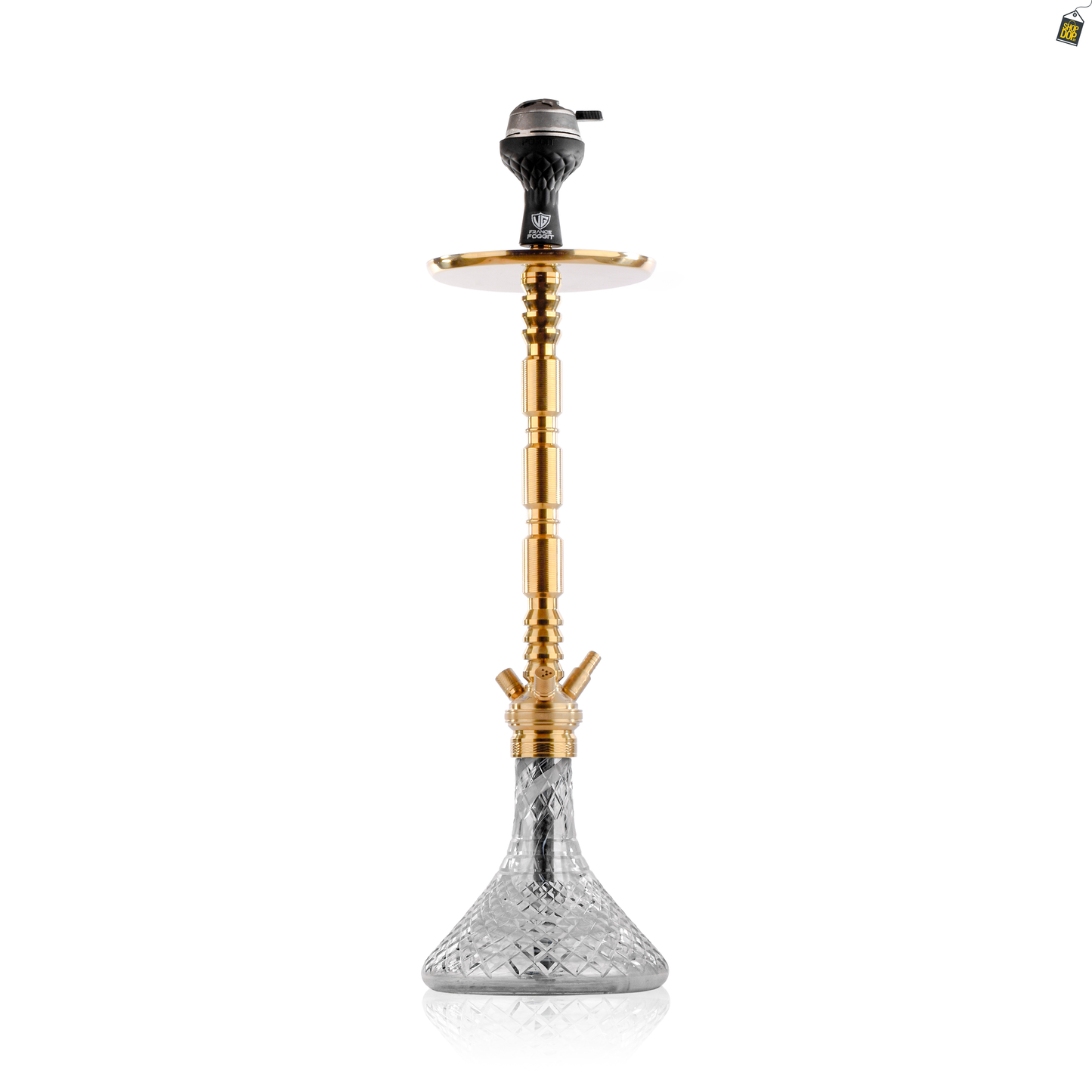 Sultan Igor Hookah with 2 Bags - Gold Stem / Emerald Green Base