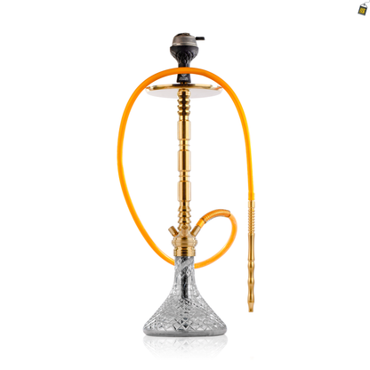Sultan Igor Hookah with 2 Bags - Gold Stem / Emerald Green Base