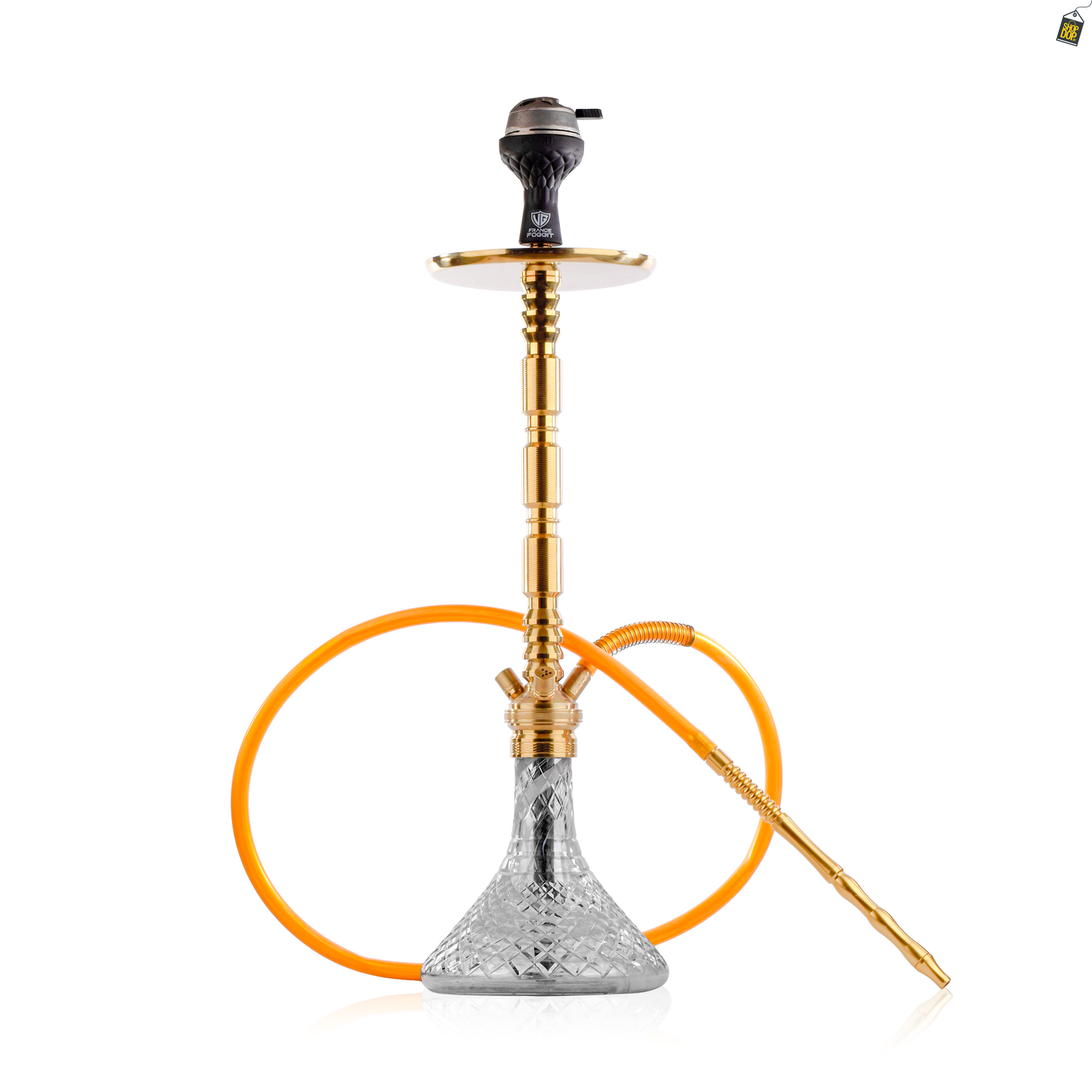 Sultan Igor Hookah with 2 Bags - Gold Stem / Emerald Green Base