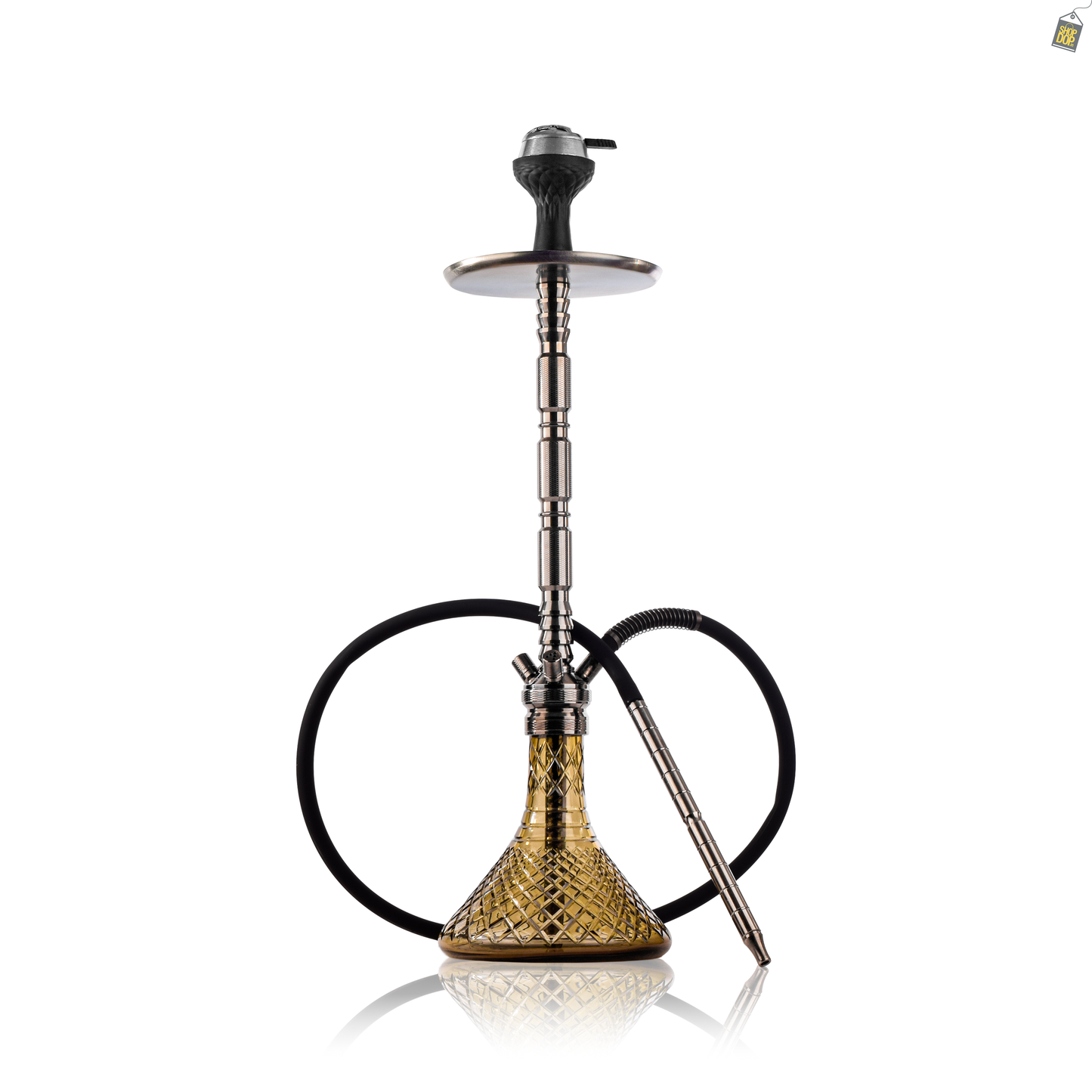 Sultan Evans Hookah with 2 Bags - Gun Metal Stem / Grey Base