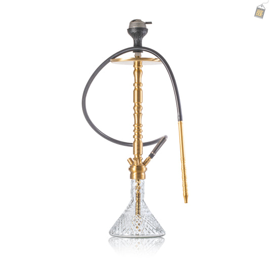 Sultan Igor Hookah with 2 Bags - Transparent Base / Gold Stem