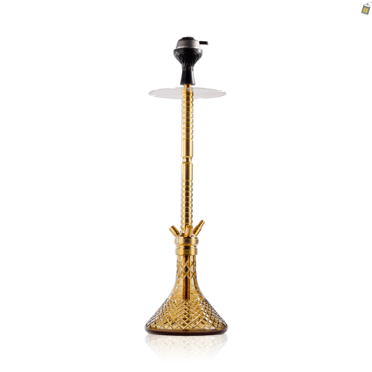 Sultan Heygan Hookah with 2 Bags - Grey Base / Gold Stem