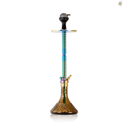 Sultan Heygan Hookah with 2 Bags - Rainbow Stem / Grey Base