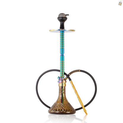 Sultan Heygan Hookah with 2 Bags - Rainbow Stem / Grey Base