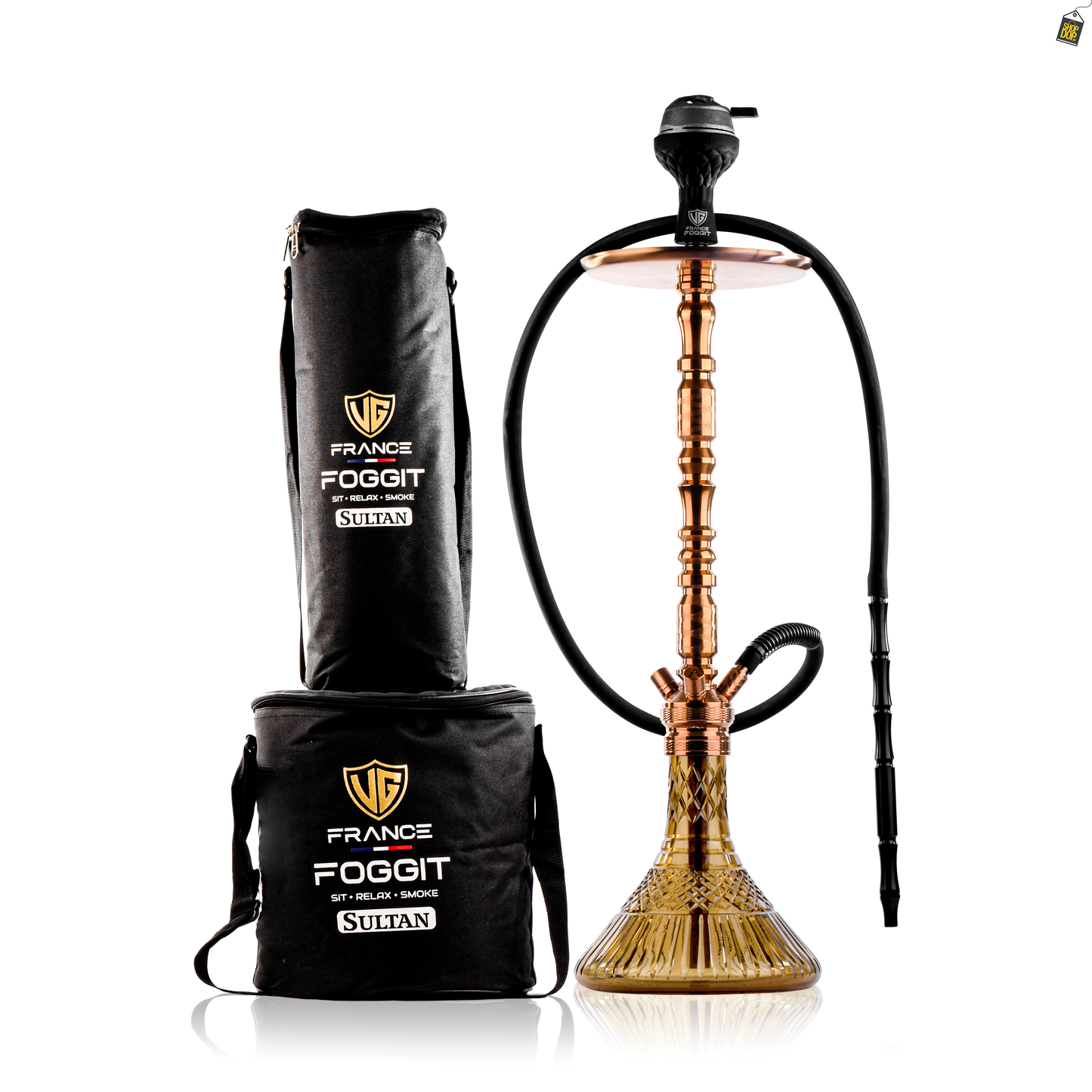 Sultan Igor Hookah with 2 Bags - Brown Base / Bronze Stem