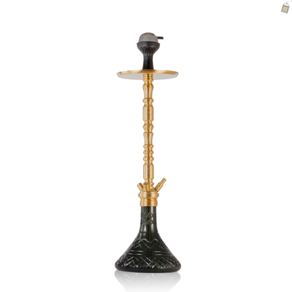 Sultan Igor Hookah with 2 Bags - Gold Stem / Emerald Green Base