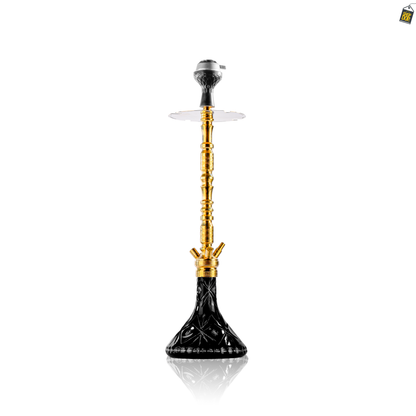 Sultan Igor Hookah with 2 Bags - Gold Stem / Floral Black Base