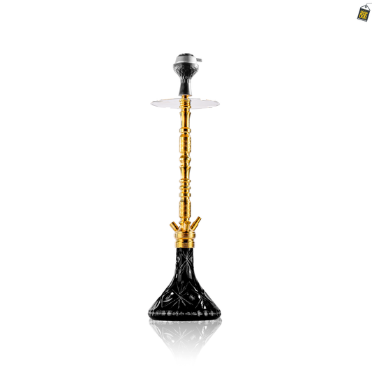 Sultan Igor Hookah with 2 Bags - Gold Stem / Floral Black Base