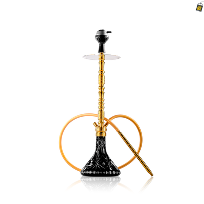 Sultan Igor Hookah with 2 Bags - Gold Stem / Floral Black Base