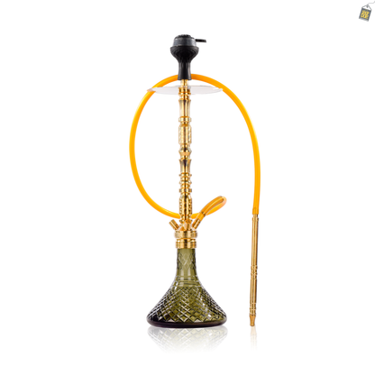 Sultan Igor Hookah with 2 Bags - Gold Stem / Emerald Green Base