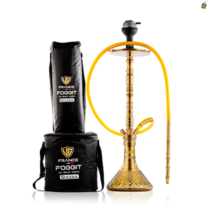 Sultan Igor Hookah with 2 Bags - Grey Base / Gold Stem