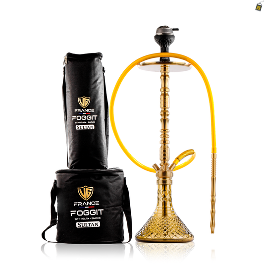 Sultan Igor Hookah with 2 Bags - Grey Base / Gold Stem