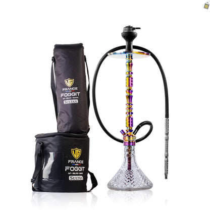 Sultan Igor Hookah with 2 Bags - Rainbow Stem / Transparent Base