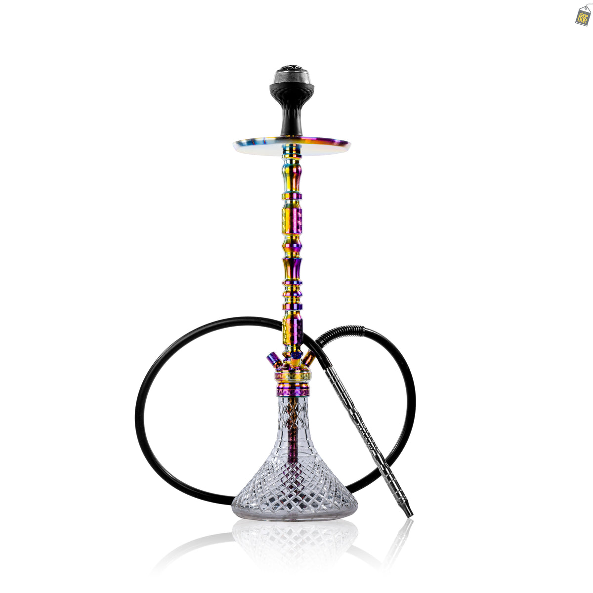 Sultan Igor Hookah with 2 Bags - Rainbow Stem / Transparent Base