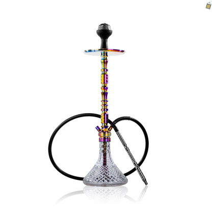 Sultan Igor Hookah with 2 Bags - Rainbow Stem / Transparent Base