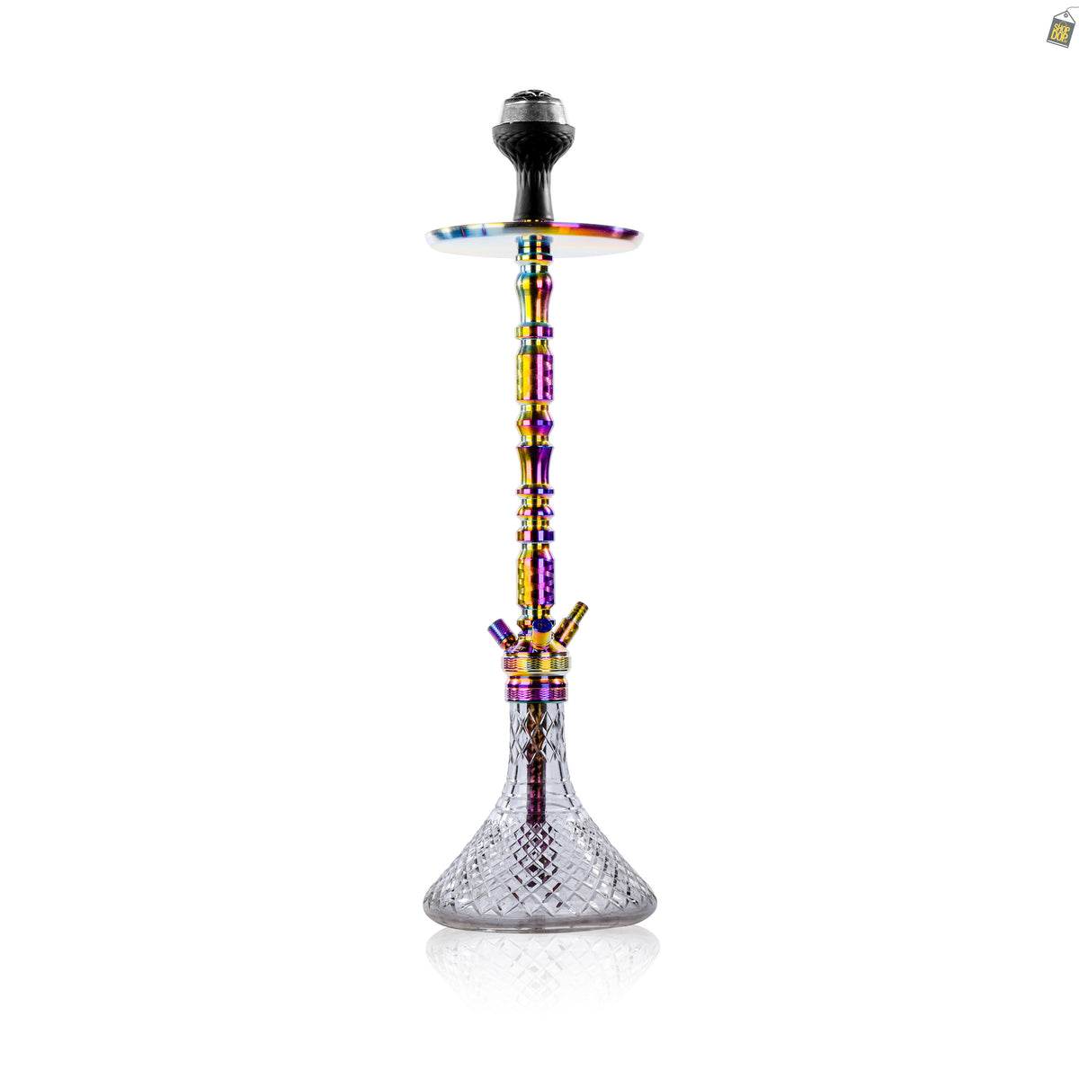 Sultan Igor Hookah with 2 Bags - Rainbow Stem / Transparent Base