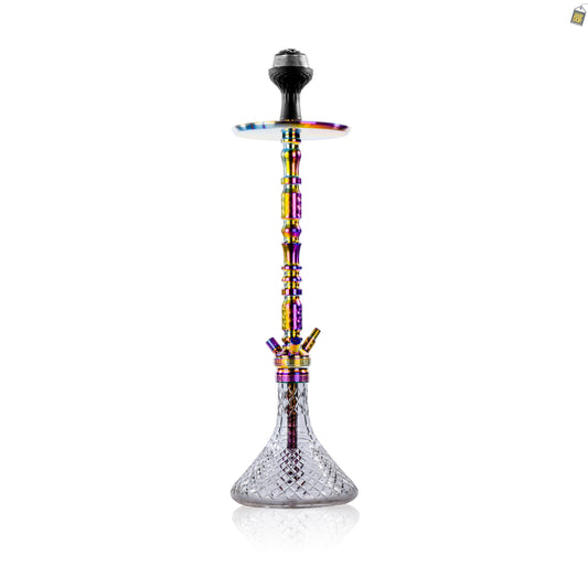 Sultan Igor Hookah with 2 Bags - Rainbow Stem / Transparent Base