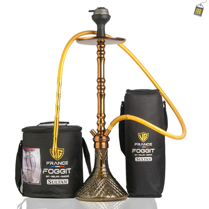 Sultan Arthur Hookah with 2 Bags - Grey Base / Bronze Stem