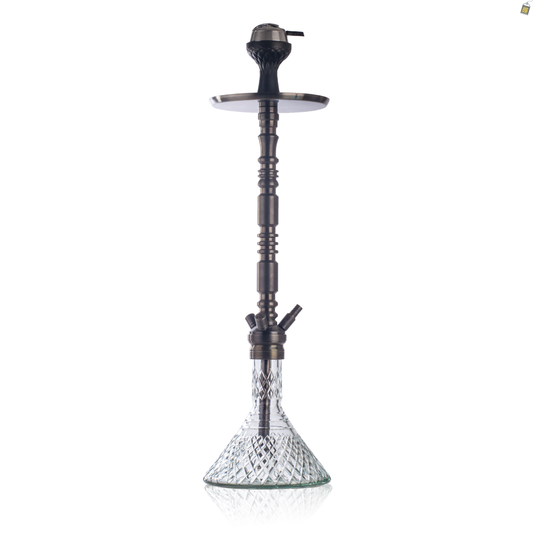 Sultan Orchan Hookah with 2 Bags - Black Stem / Transparent Base