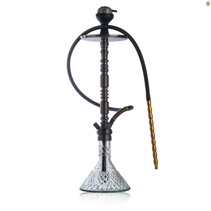 Sultan Orchan Hookah with 2 Bags - Black Stem / Transparent Base