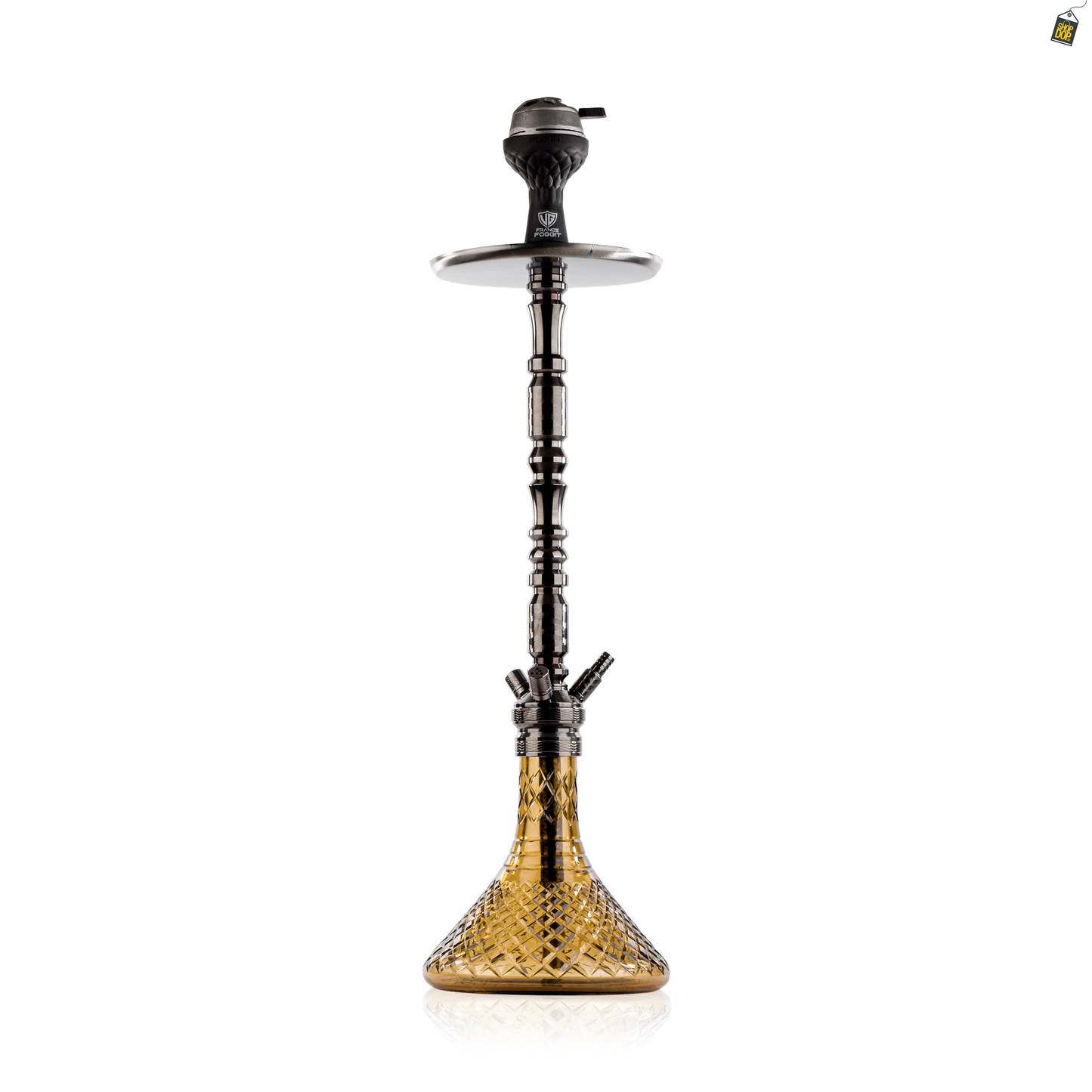 Sultan Orchan Hookah with 2 Bags - Gun Metal / Grey Base