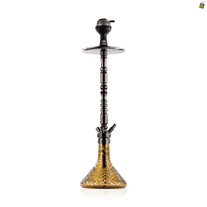 Sultan Orchan Hookah with 2 Bags - Gun Metal / Grey Base