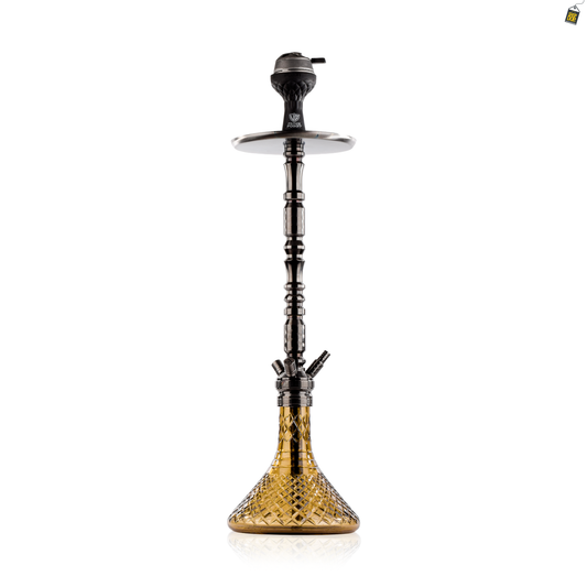 Sultan Orchan Hookah with 2 Bags - Gun Metal / Grey Base