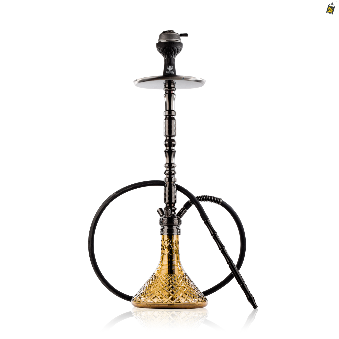 Sultan Orchan Hookah with 2 Bags - Gun Metal / Grey Base
