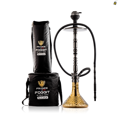 Sultan Orchan Hookah with 2 Bags - Gun Metal / Grey Base