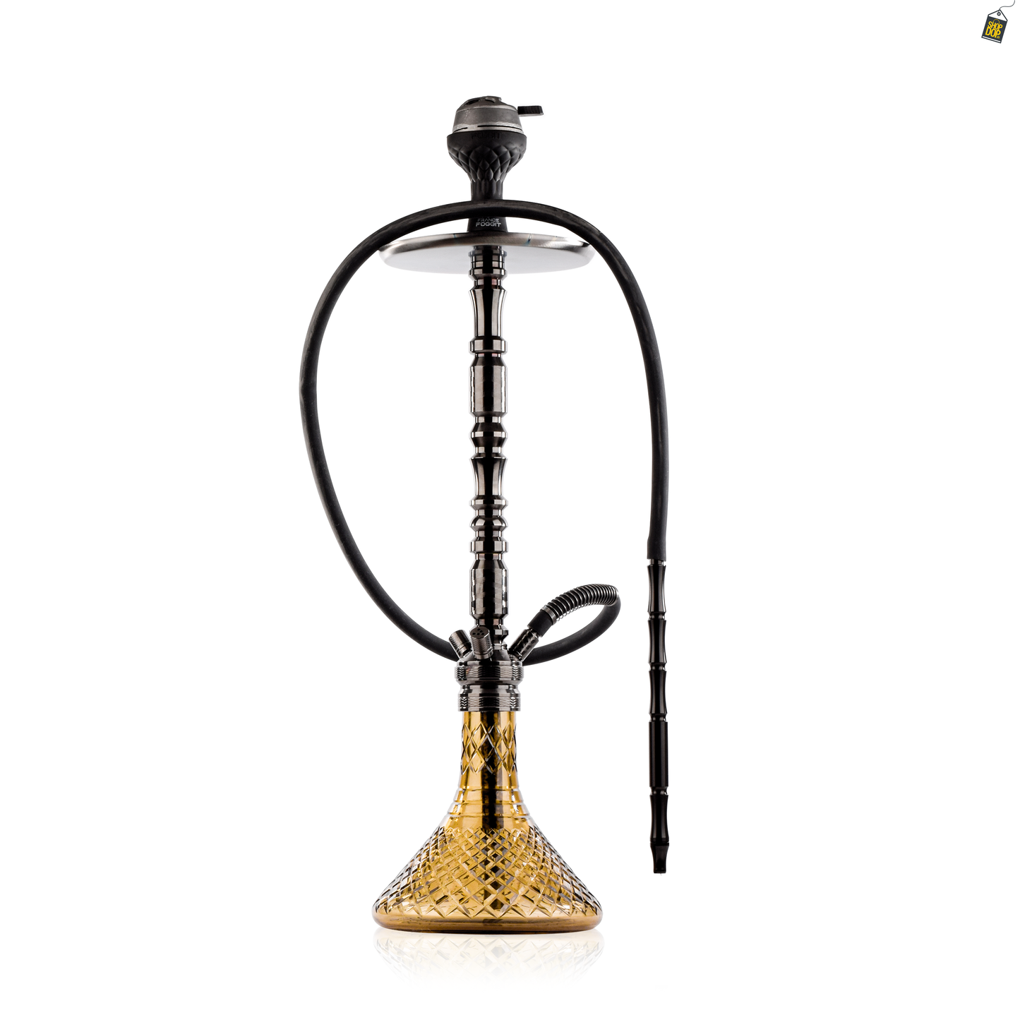 Sultan Orchan Hookah with 2 Bags - Gun Metal / Grey Base