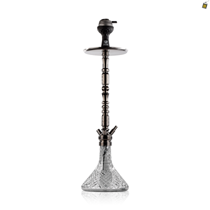 Sultan Orchan Hookah with 2 Bags - Gun Metal / Transparent Base