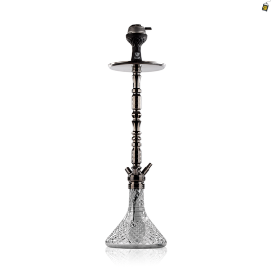 Sultan Orchan Hookah with 2 Bags - Gun Metal / Transparent Base