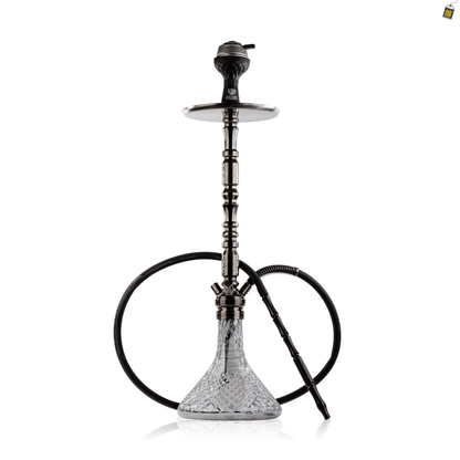 Sultan Orchan Hookah with 2 Bags - Gun Metal / Transparent Base