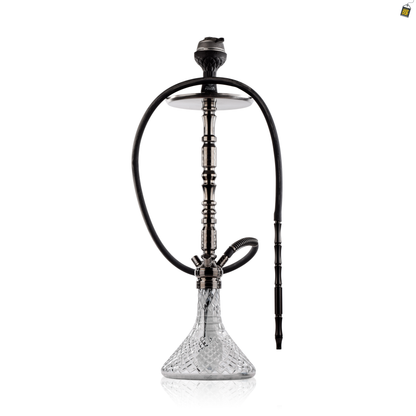 Sultan Orchan Hookah with 2 Bags - Gun Metal / Transparent Base