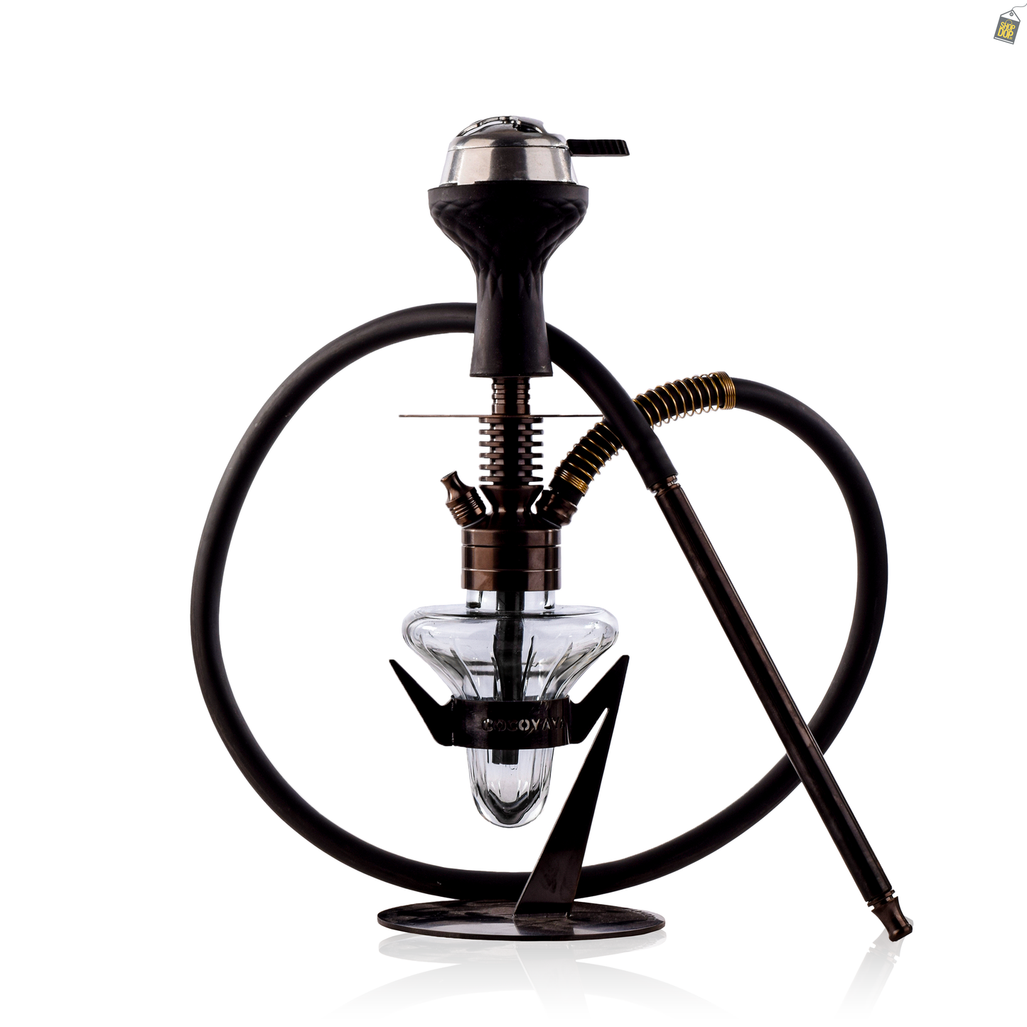 COCOYAYA Supremo Hookah with Bag - Bronze Stem / Transparent Base
