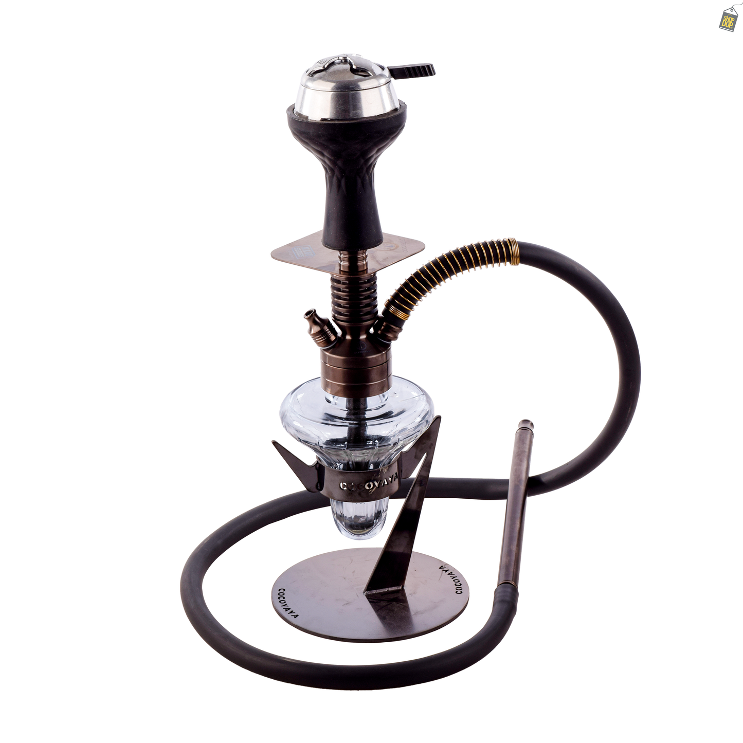COCOYAYA Supremo Hookah with Bag - Bronze Stem / Transparent Base