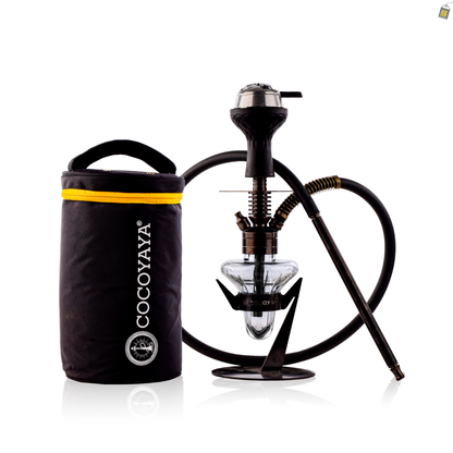 COCOYAYA Supremo Hookah with Bag - Bronze Stem / Transparent Base