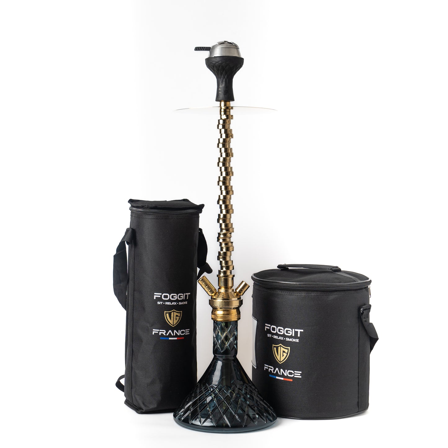 Sultan Terminator Hookah GB1-Black | Black Base | Gold Stem