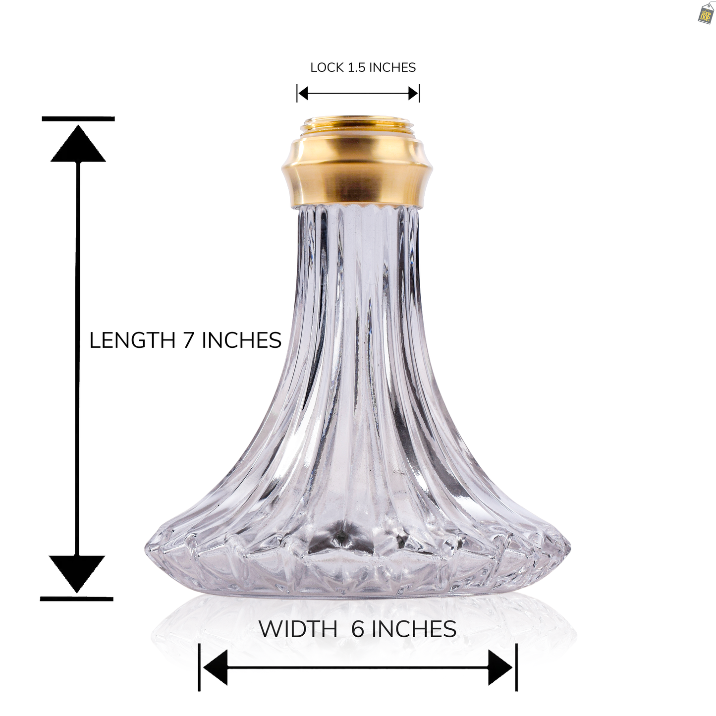 Bohemian Glass Hookah Replacement Base Only (with Gold lock)