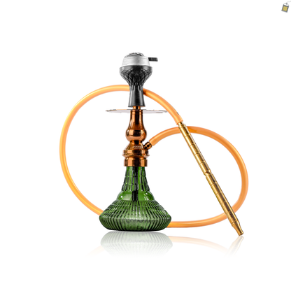 Treasure Hookah - Bronze Stem / Emerald Green Ribbed Base