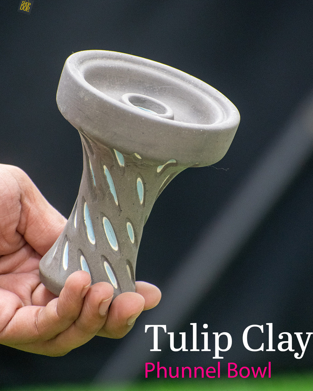 Tulip Clay Phunnel Chillum - Grey & Blue