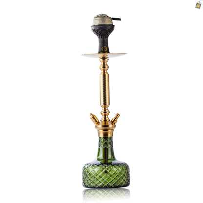 COCOYAYA Valencia Hookah with Bag- Gold / Emerald Green Base