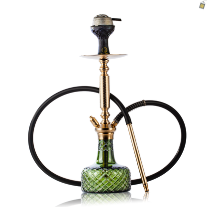 COCOYAYA Valencia Hookah with Bag- Gold / Emerald Green Base