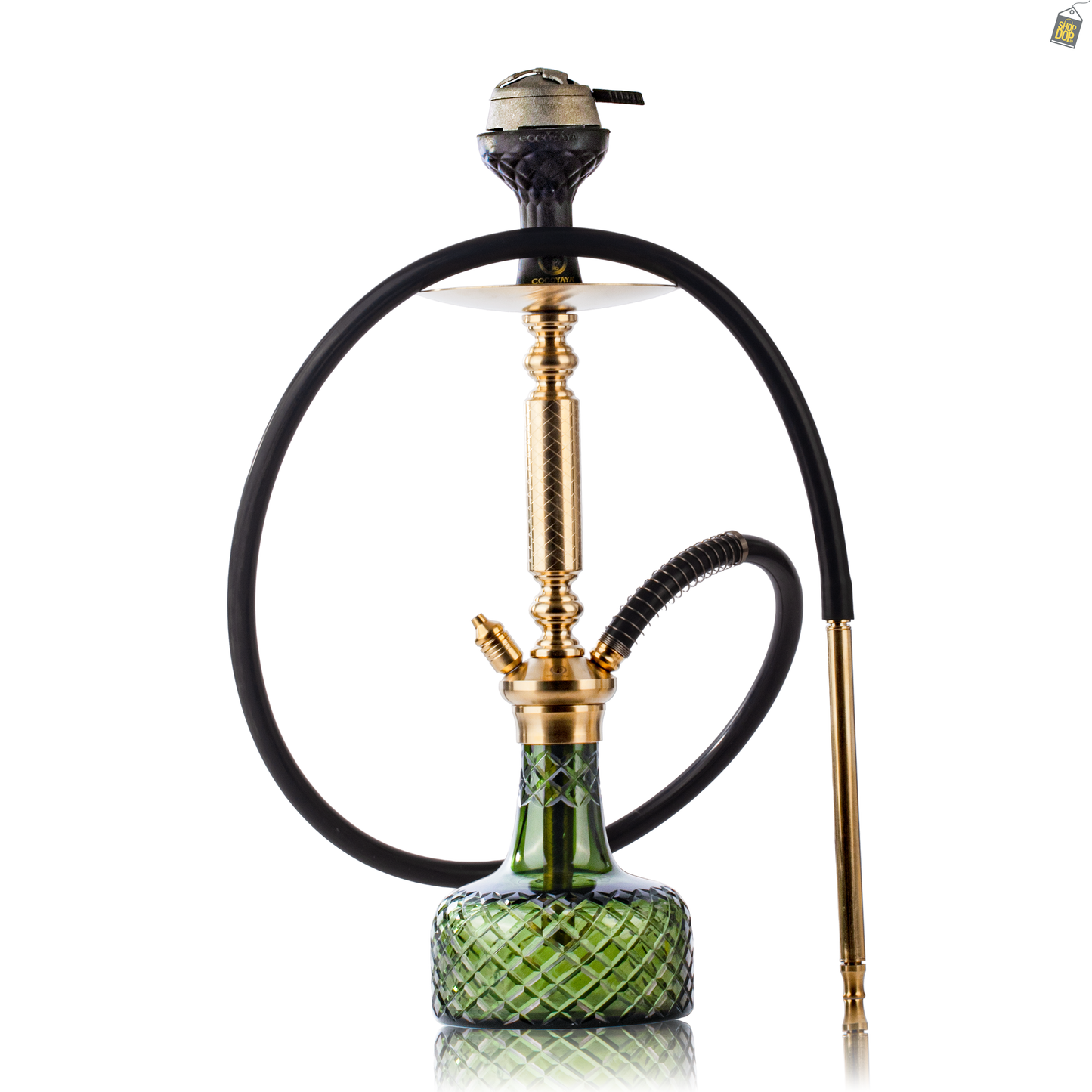 COCOYAYA Valencia Hookah with Bag- Gold / Emerald Green Base