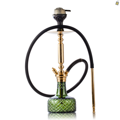COCOYAYA Valencia Hookah with Bag- Gold / Emerald Green Base