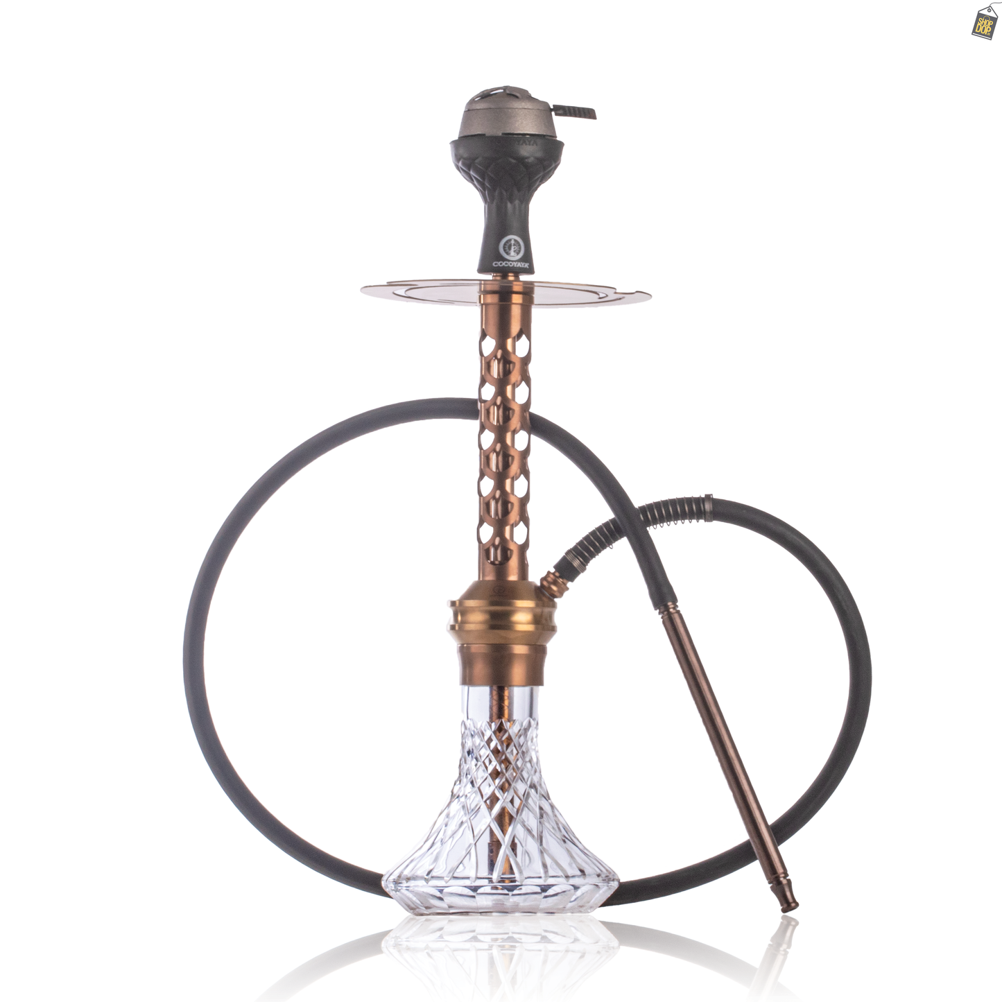 COCOYAYA Valeria DYA Hookah with Bag - Bronze Stem / Transparent Base